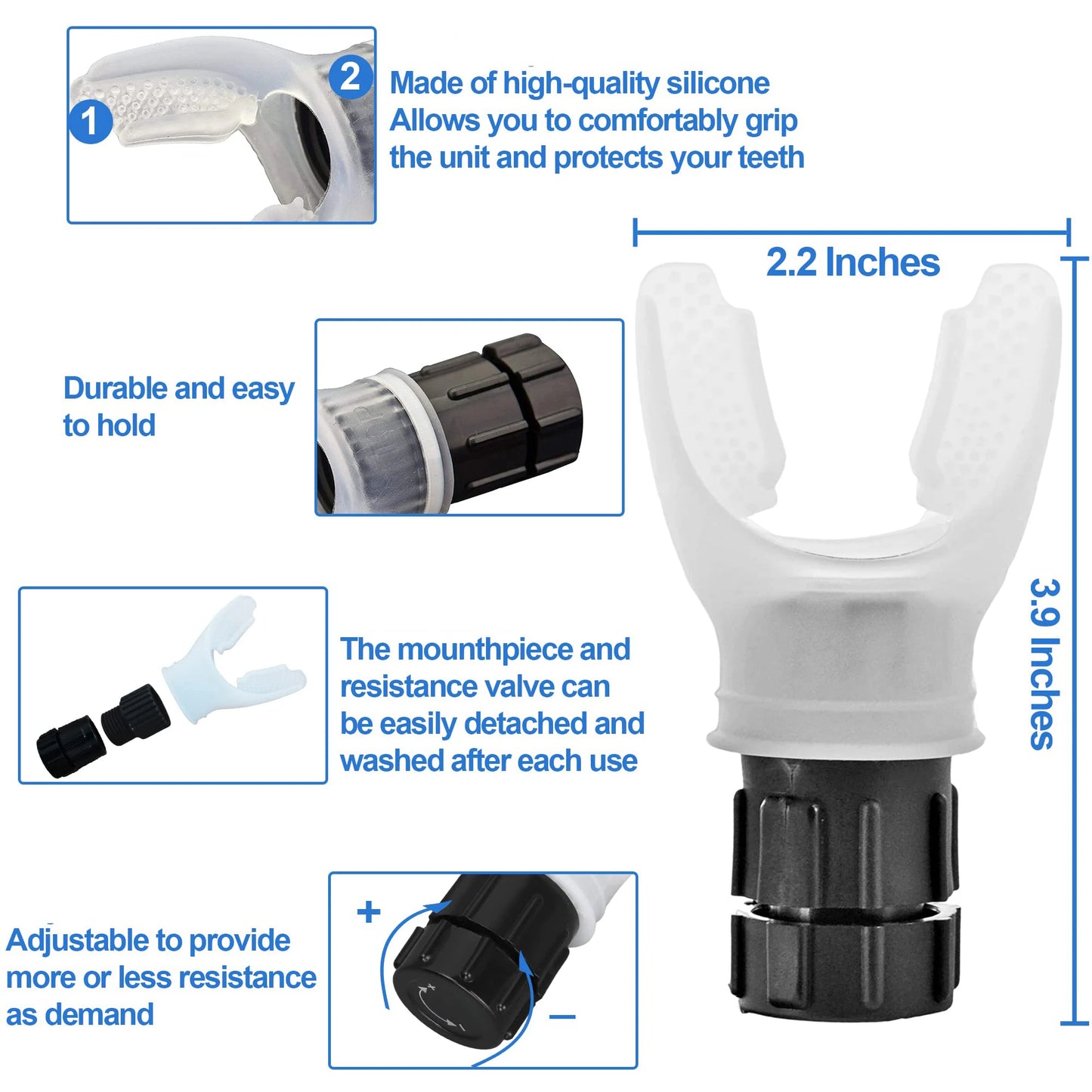 Adjustable Breathing Trainer - Fitness Equipment for Lung Capacity Improvement & Endurance