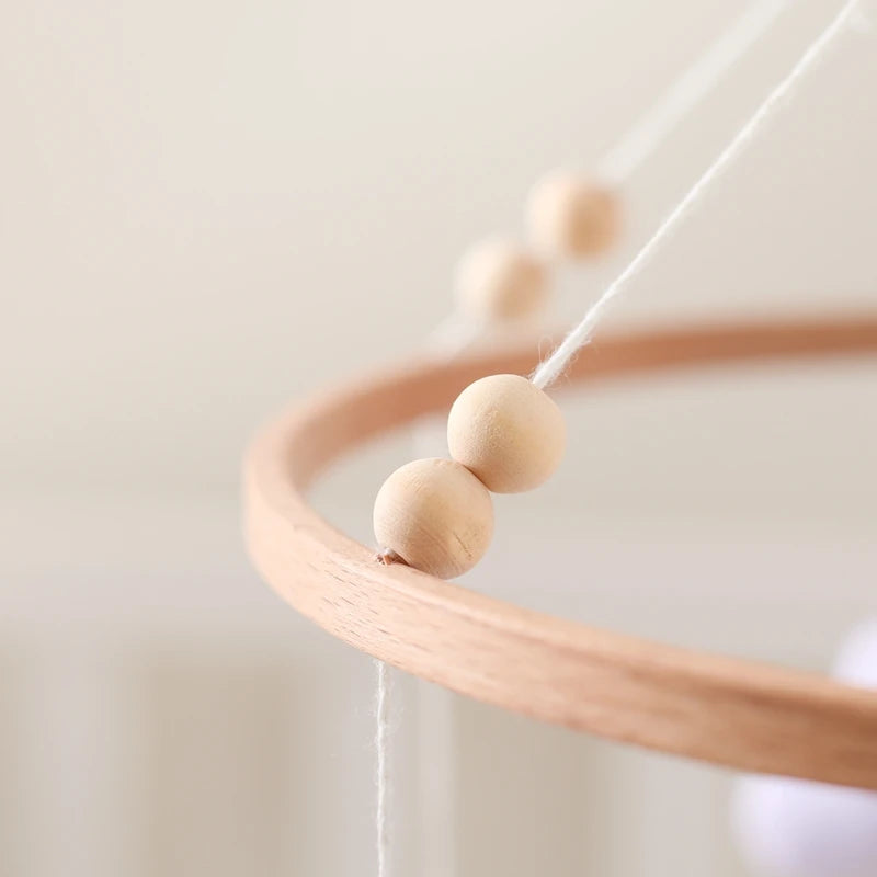 Wooden Felt Animal Crib Mobile With Soothing Calming Music