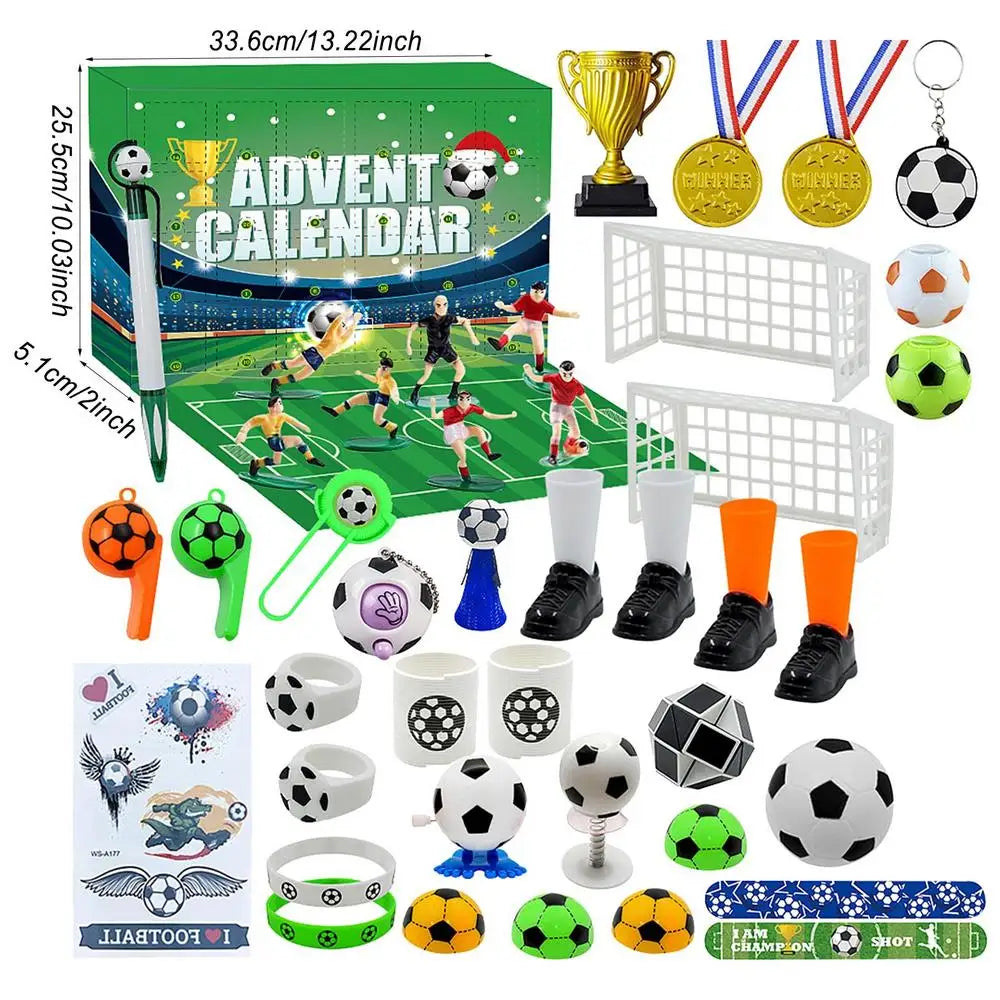 Football-Themed Christmas Advent Calendar 2024 - Kids Building Blocks Countdown Toy