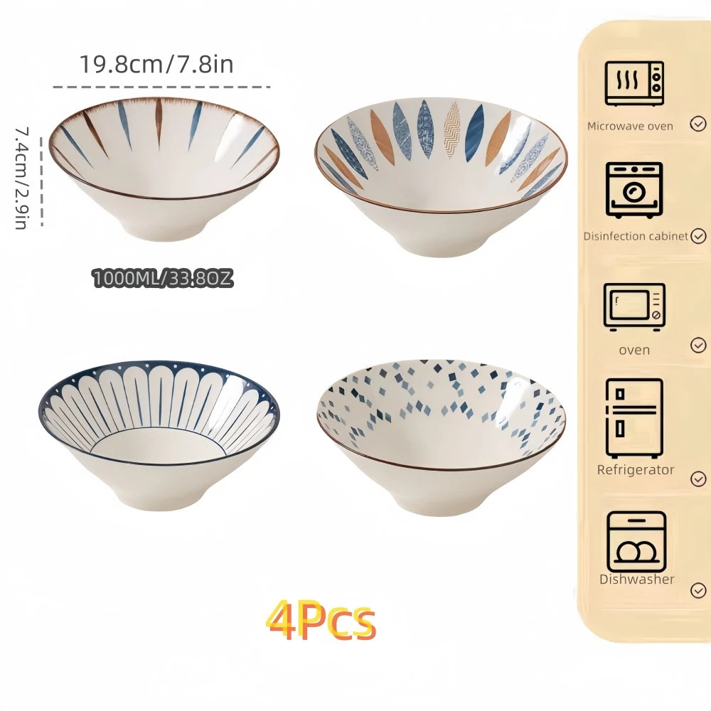 Cuenco de ramen de porcelana japonesa para fideos de 8 pulgadas grande