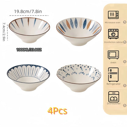 Cuenco de ramen de porcelana japonesa para fideos de 8 pulgadas grande