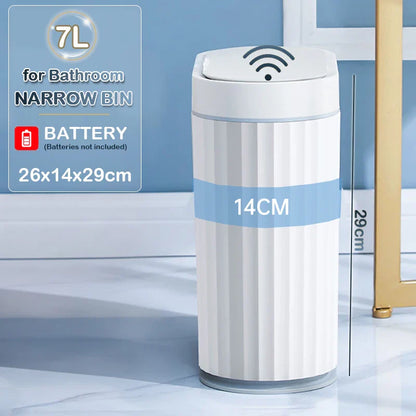 Automatic Sensor Trash Can Narrow Roman Stripe Bathroom Bin