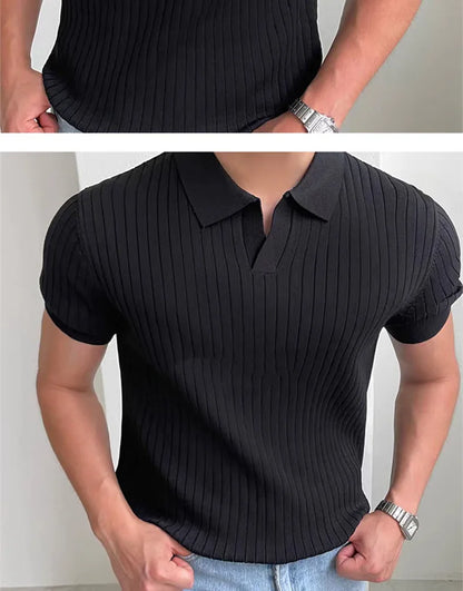 Quick-dry men's golf polo shirt - slim fit short sleeve, polyester, for sports and casual wear