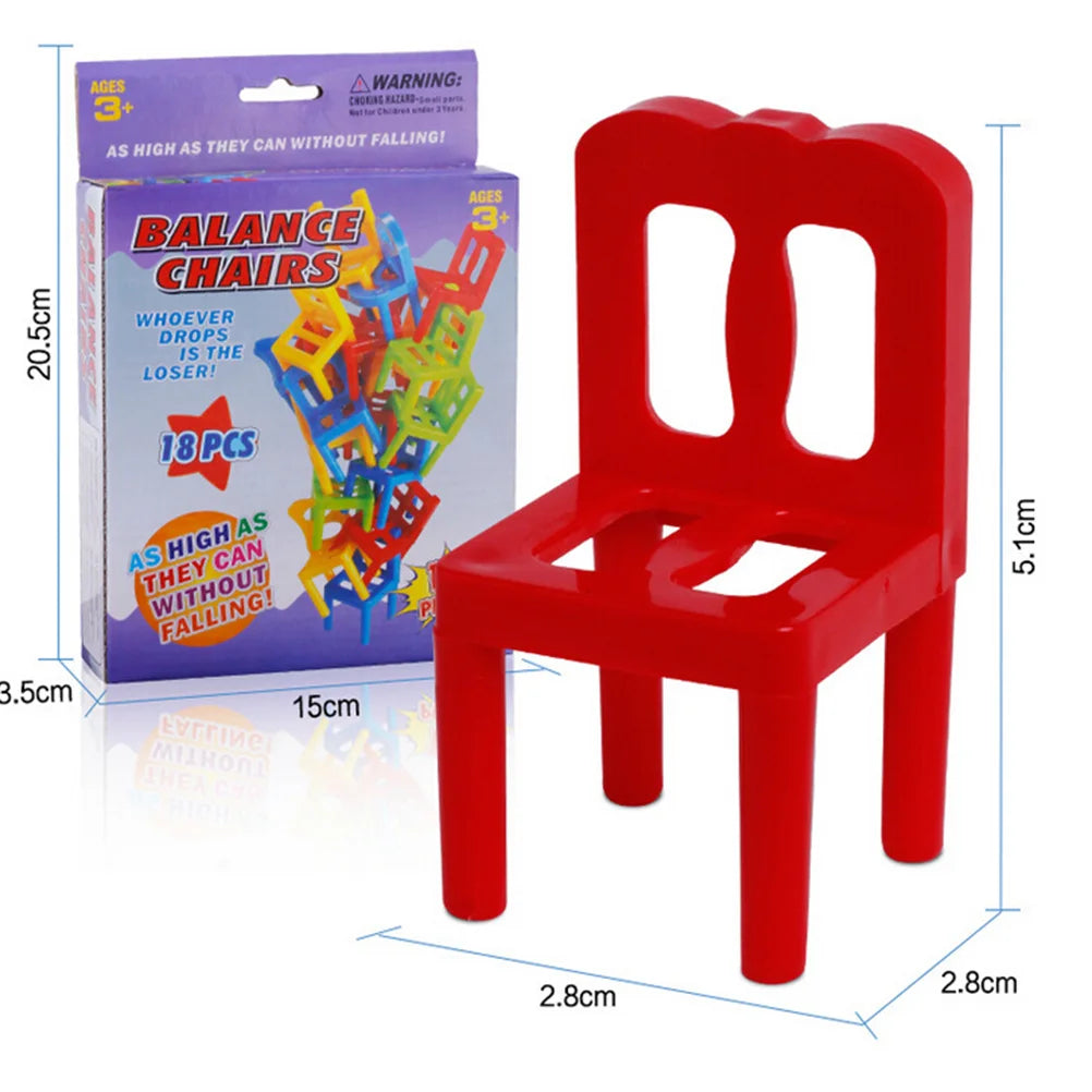 Educational Balance Chairs Game for Kids - Colorful 18-Piece Toy Set, Eco-Friendly ABS Plastic, Fun Learning Activity