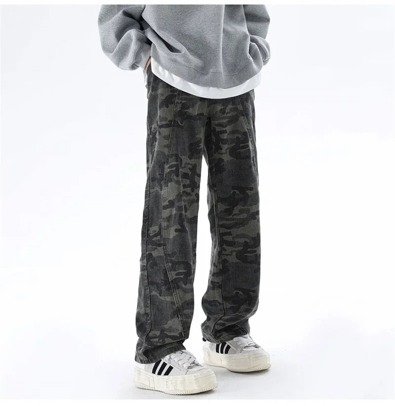 Jeans cargo para hombre de gran tamaño - denim recto y holgado