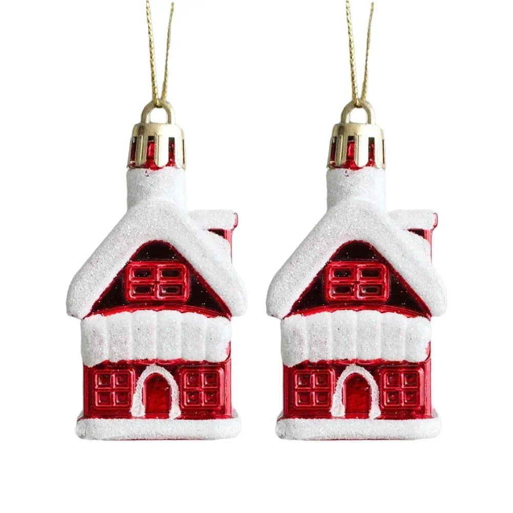 Set of 2 PVC Snowman Christmas Ornaments - Red & White Hanging Baubles for Festive Tree Decor, Perfect for Home and New Year Celebrations