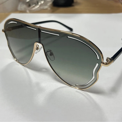 Oversized Pilot Punk Sunglasses Women Big Frame 2025 Hollow Shades for Ladies