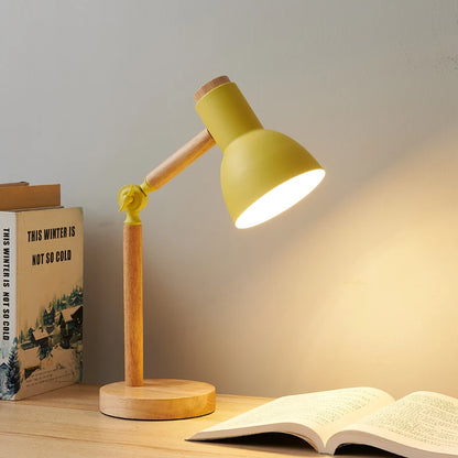 Eye Protection Small Table Lamp - Cute Macaron Wood Desk Lamp for Bedroom No Bulb