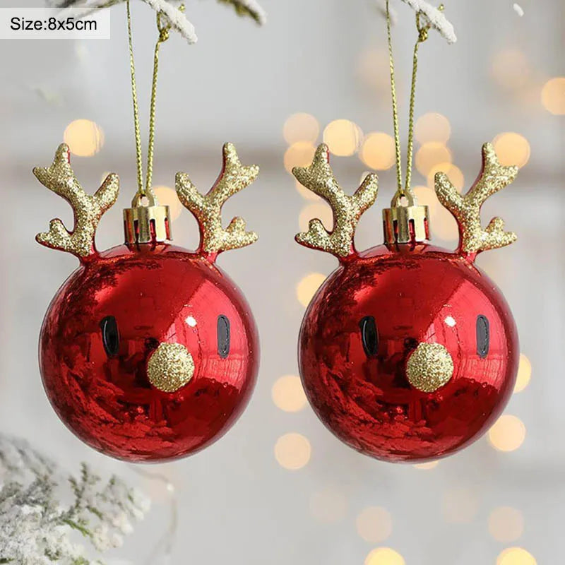 Set of 2 Elk-Themed Christmas Tree Ornaments - Festive Baubles for Home Holiday Decor, 2024 New Year Celebration