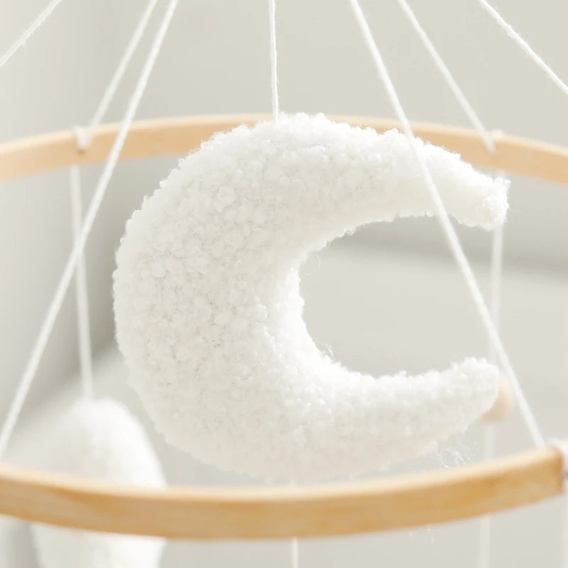 Wooden Crib Mobile Felt Bear Musical Newborn Sensory Toys