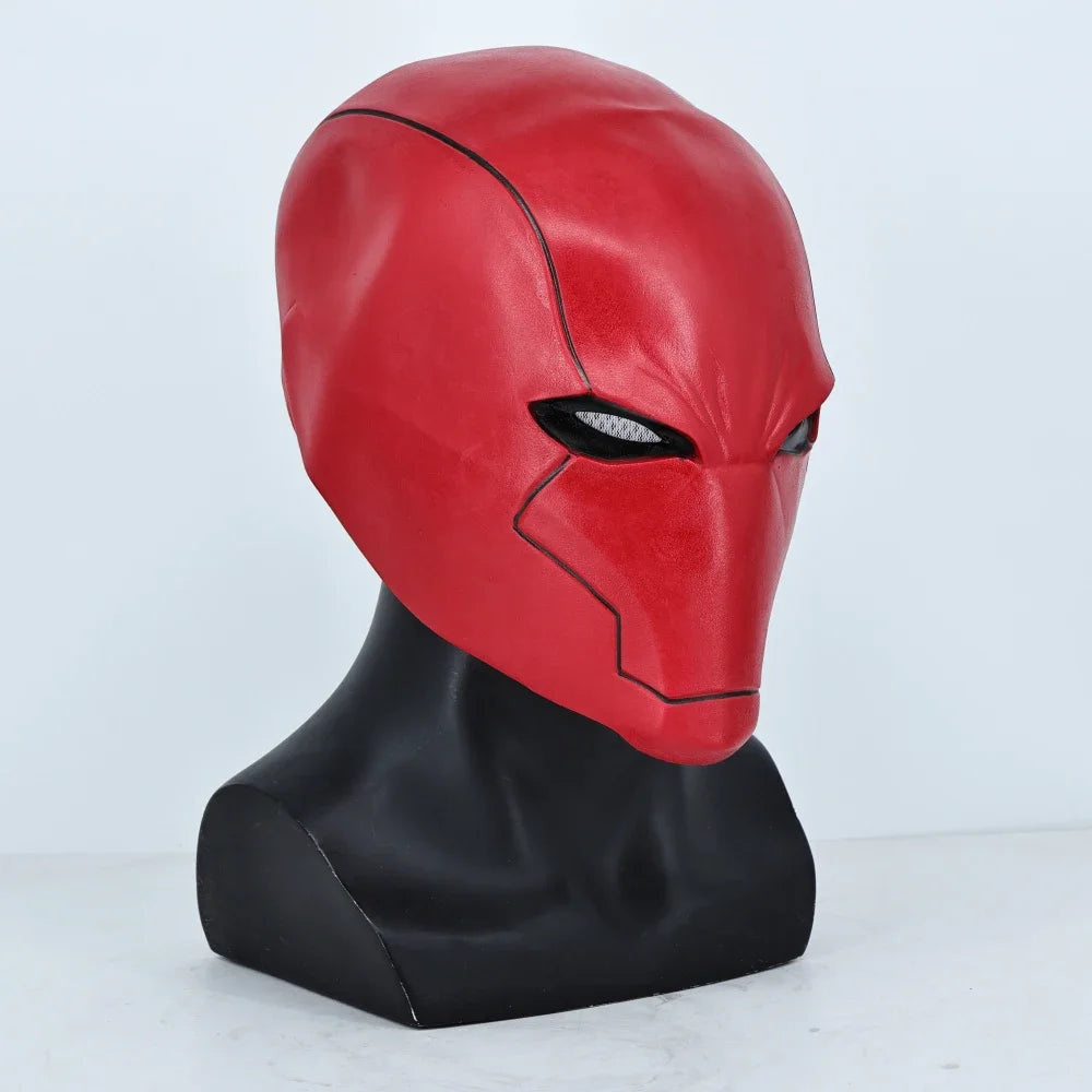 Red Hood-superheldenhelm van latex, cosplaymasker dat het hele gezicht bedekt, voor volwassen mannen, Halloween en gemaskerde bals 2026