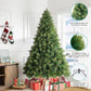 Prelit Artificial Christmas Tree with 750 Warm Lights, 1556 Branch Tips, Foot Pedal, Pine Cones & Sturdy Metal Stand