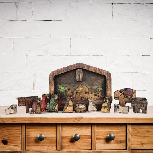 Wooden Nativity Puzzle With Wood Burned Design, Jigsaw Puzzle Set For All Ages, Holiday Desk Decor Gift