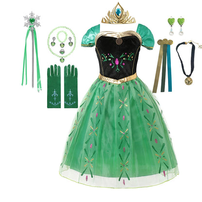 Anna Frozen-prinsessenjurk voor kinderen en meisjes, verjaardagsfeest-, carnavals- en Halloween-kostuum, vestidos 2026