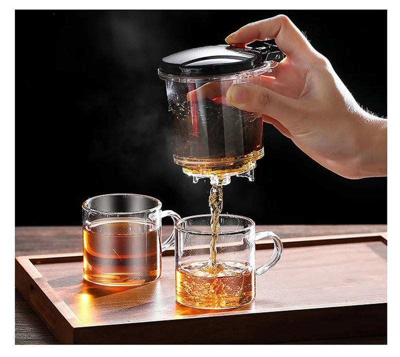 Heat Resistant Glass Teapot With One Click Filter Tea Maker