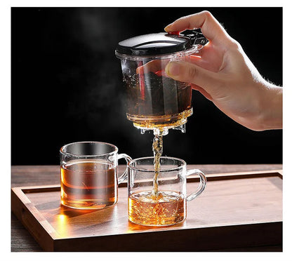Heat Resistant Glass Teapot With One Click Filter Tea Maker