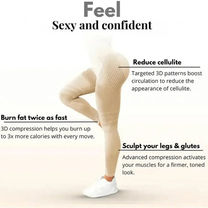 Compressive high-waist women's 3D leggings – seamless, butt-lifting, for gym & yoga
