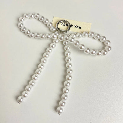 Beaded Pearl Bow Keychain Y2K Bag Charm Cute Gift Accessory