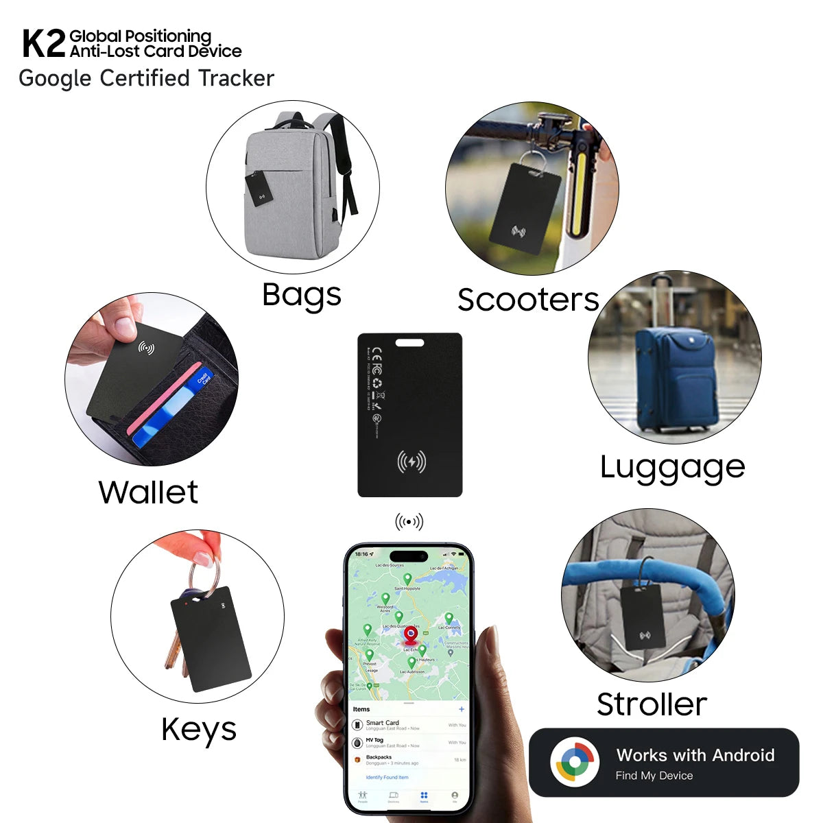 Smart Wallet Tracker Card IP68 Waterproof – Wireless Rechargeable Android Item Locator 2026