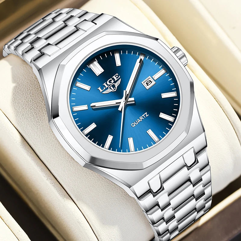 Quartz Watch Stainless Steel Waterproof Luminous Wristwatch