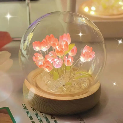 Handgemachte LED-Tulpenblumen-Nachtlampe - DIY-Dekorationslampe für das Schlafzimmer, ein perfektes Valentinstagsgeschenk