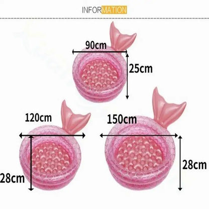 Inflatable Mermaid and Dinosaur Swimming Pool for Kids, Durable PVC, Multiple Sizes 90CM-150CM, Fun Outdoor Summer Activity