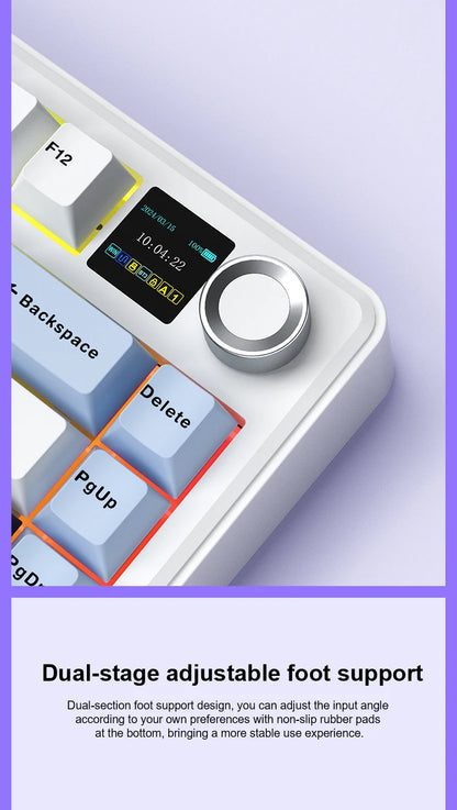 Teclado mecánico para juegos 75% Hot Swap RGB TFT inalámbrico