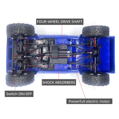 RC Car 1:16 Scale 4WD Rock Crawler Electric Off Road Buggy With LED Lights Gift For Kids 15-20 Min Run Time