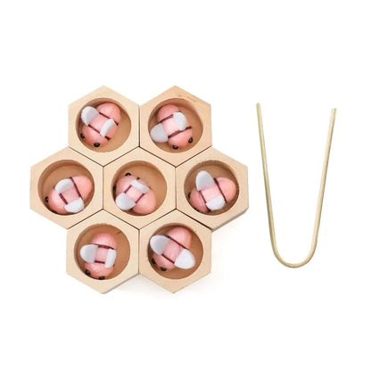 Juguete Montessori para Motricidad Fina 0-12 Meses Abeja de Madera Panal Juego Sensorial Otoño 2025 Regalo de Desarrollo