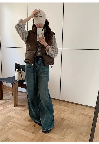 Lightweight Women's Down Vest - Cropped Boxy, Duck Fill