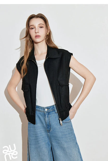 Lightweight Women's Sleeveless Jacket - Linen Cotton, Spring