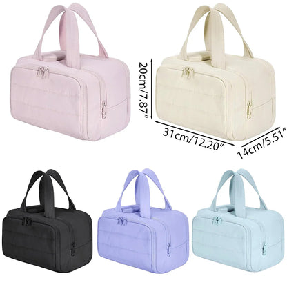 Waterproof women's travel cosmetic bag – large capacity wash bag, bathroom toiletries partition organizer