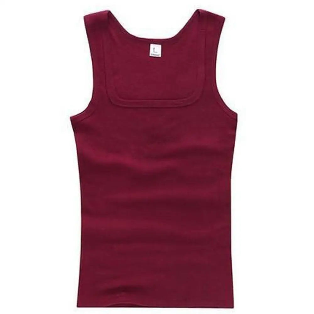 Breathable men's cotton tank top – slash neck, casual fit, solid, summer knit vest
