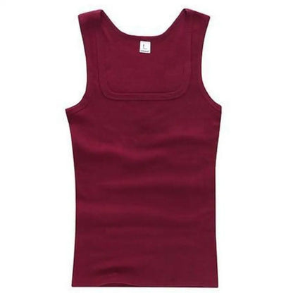 Breathable men's cotton tank top – slash neck, casual fit, solid, summer knit vest