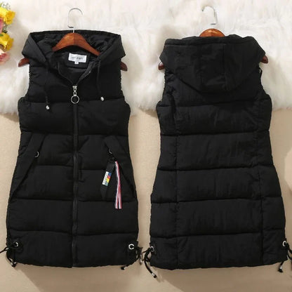 Warm Cozy Women’s Puffer Vest – Long Quilted, Cotton Shell