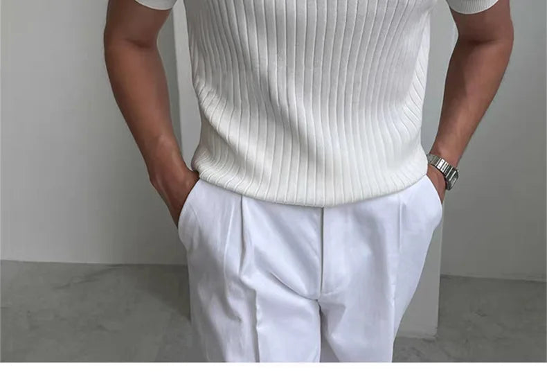 Quick-dry men's golf polo shirt - slim fit short sleeve, polyester, for sports and casual wear