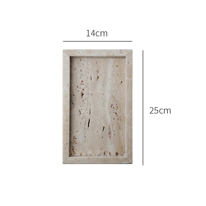 Sminkebakke Travertinsten Minimalistisk Marmor Stil Bakke Beige Organizer Efterår 2025 Sofabord Dekoration Gave