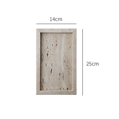 Sminkebakke Travertinsten Minimalistisk Marmor Stil Bakke Beige Organizer Efterår 2025 Sofabord Dekoration Gave