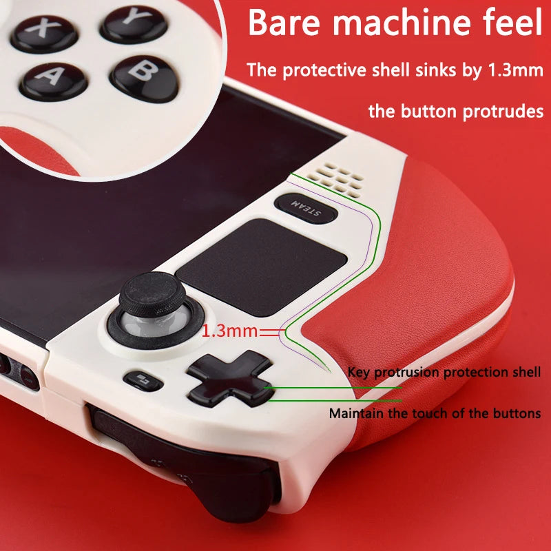 Funda para Steam Deck con envoltura de piel de vaca, agarre de cuero, carcasa rígida y soporte