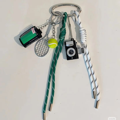 Flätad repväska charm läder tax nyckelring estetisk