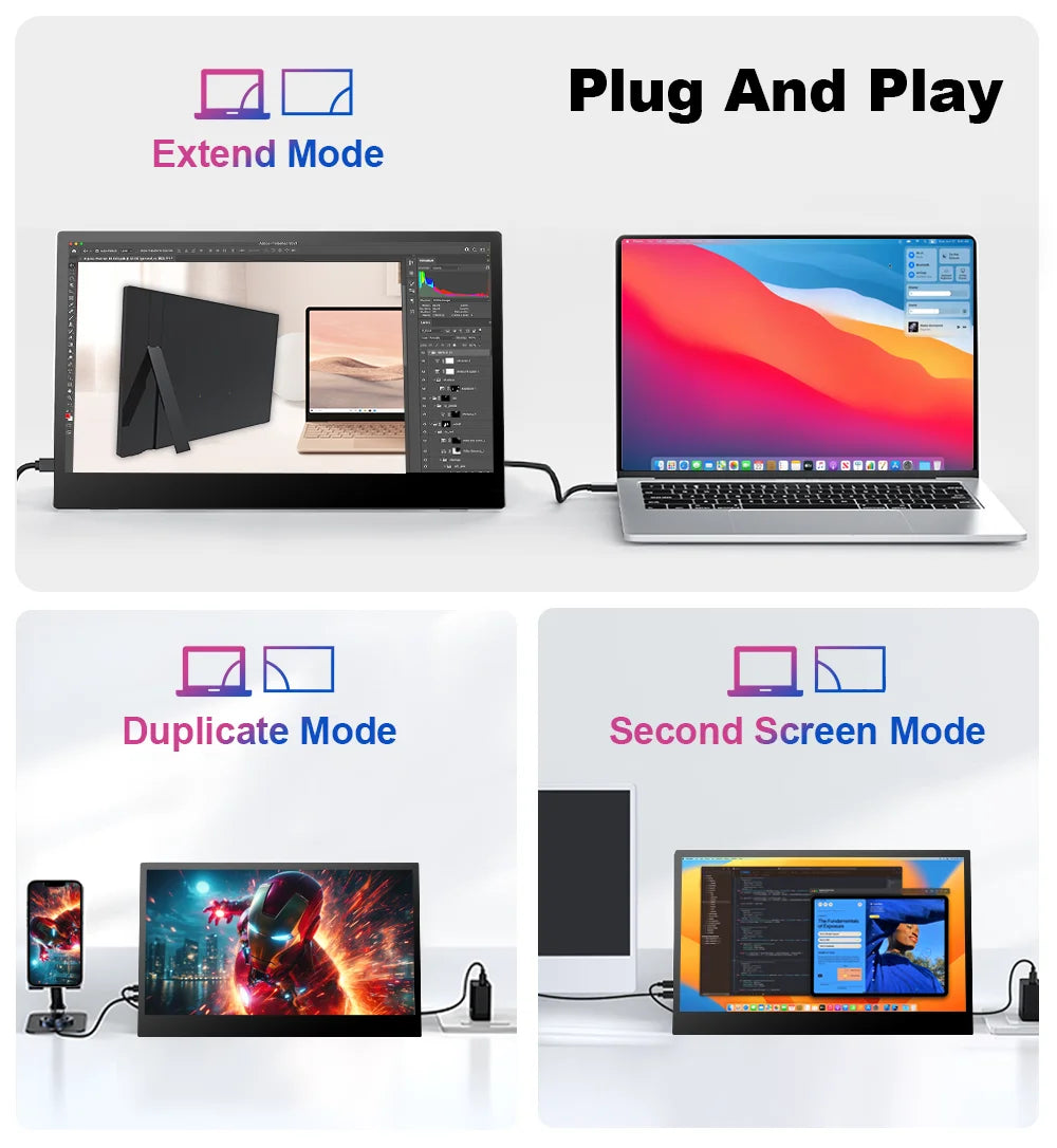 Portable 15.6 Inch FHD IPS Gaming Monitor 3ms Speaker