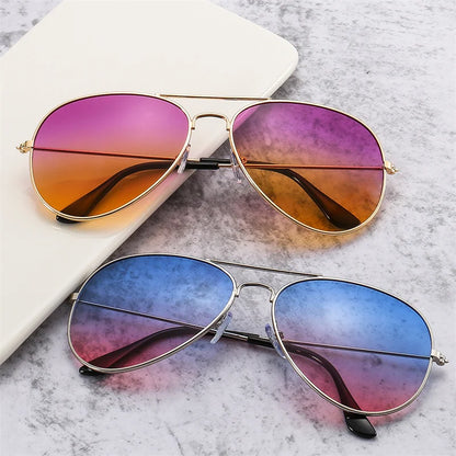 2025 Double Bridge Aviation Sunglasses - Alloy Frame, Ocean Gradient Lens, Unisex Eyewear