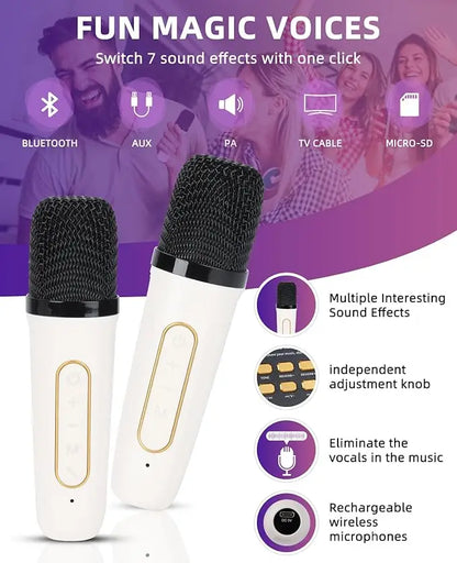 Karaoke Bluetooth Speaker Portable 360 Stereo Waterproof System With 2 Microphones Fall 2025 Trend Perfect For Parties