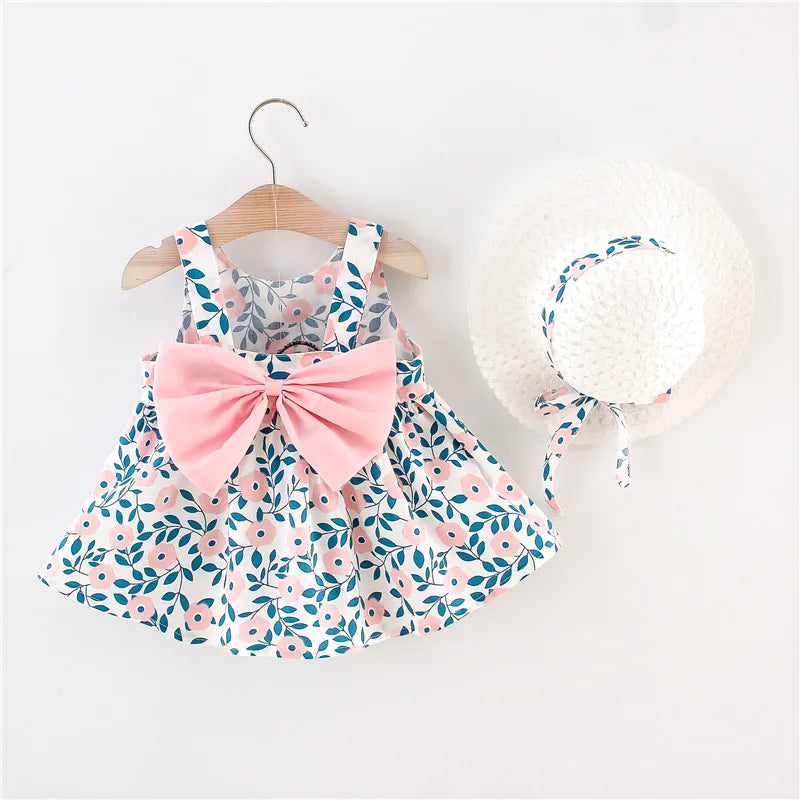 Weiches Baby-Mädchenkleid – floraler A-Linien-Schnitt, fließende Baumwoll-Polyester-Mischung, für Sommer-Strandparty