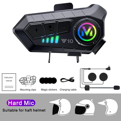 Bluetooth 5.3 Motorcycle Helmet Headset Y10 – Waterproof Hands-Free Call Music Speaker Universal Fit 2026