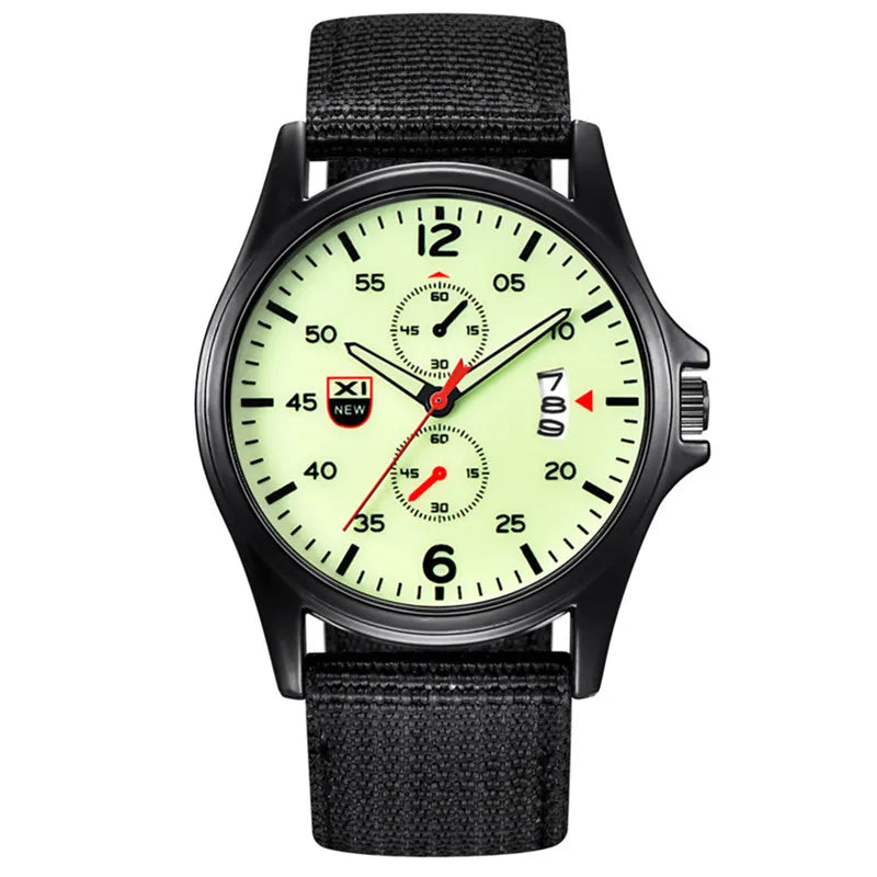 Nylon Band Military Quartz Watch With Date Display