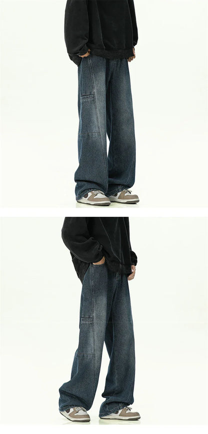 Oversized Mens Cargo Jeans - Wide Leg, Denim, Street
