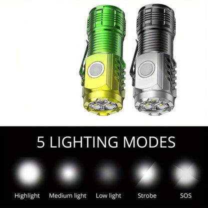 Tactische LED Mini Zaklamp - USB Oplaadbaar 5 Modi Werklicht voor Wandelen, Kamperen, Auto Reparatie, Draagbare Zaklamp met Clip & Magneet