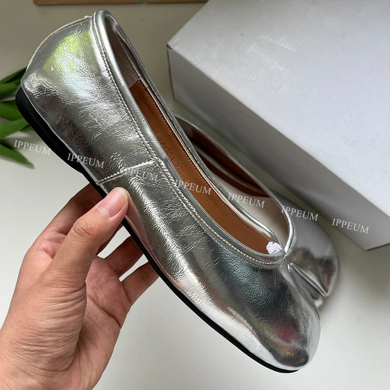 Lightweight Womens Split Toe Ballet Flats - Mary Jane, PU