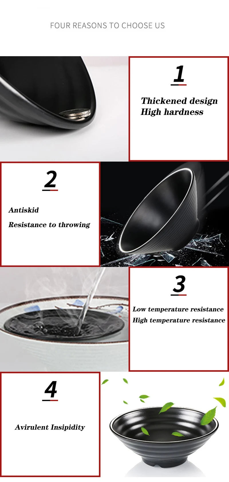 Ramen-Schüssel Schwarzer Kunststoff Japanischer Stil Nudelschüssel